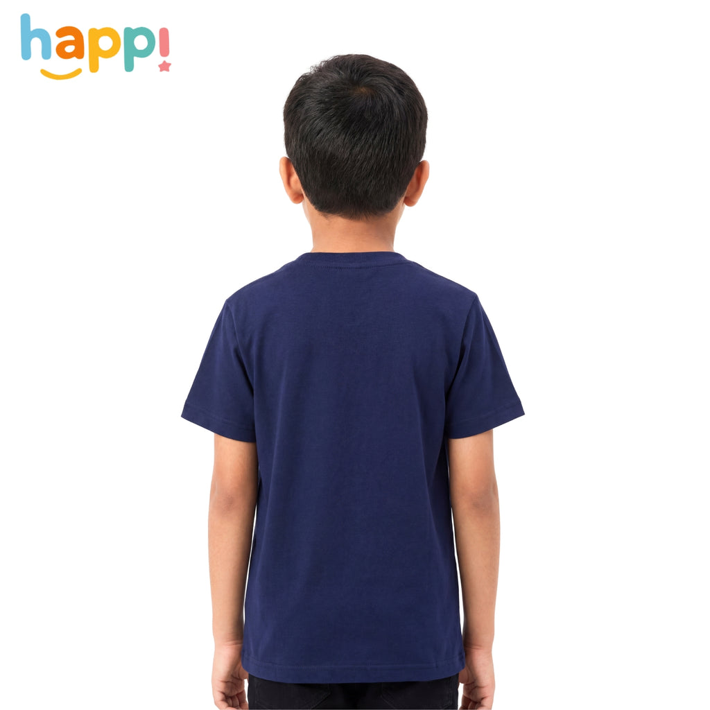 Happi wear Navy Blue Bicycle Adventure Graphic T-Shirt – Cotton Casual Wear for Kids