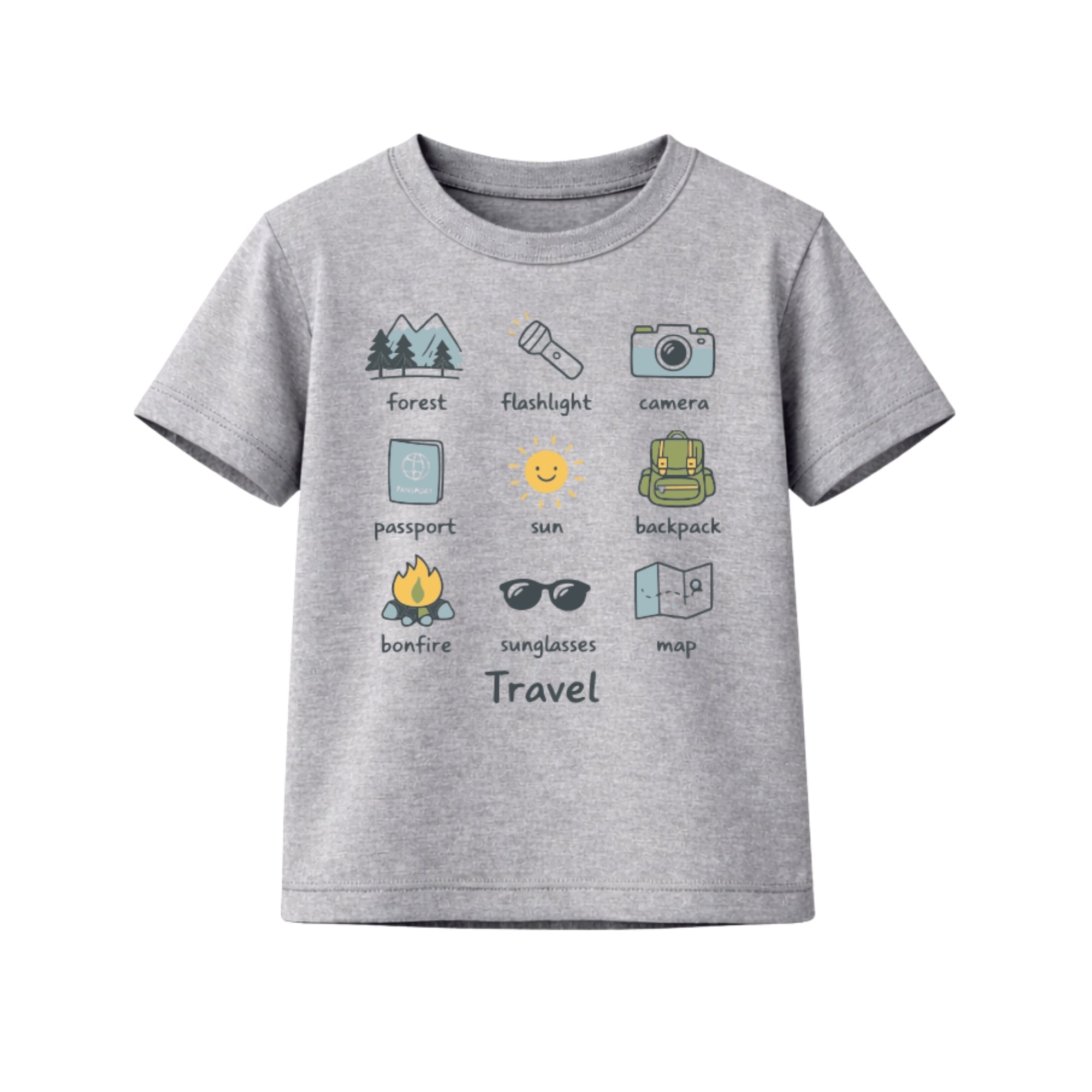 Happi wear Grey Bicycle Adventure Graphic T-Shirt – Cotton Casual Wear for Kids