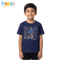 Happi wear Navy Blue Bicycle Adventure Graphic T-Shirt – Cotton Casual Wear for Kids
